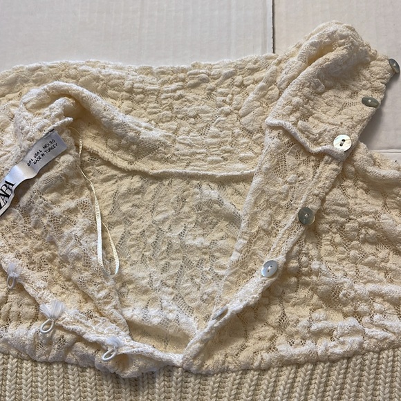 Cream Lace Knit Women's Sweater - Picture 6 of 7